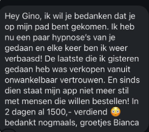 Bericht van Bianca over een groeiende omzet